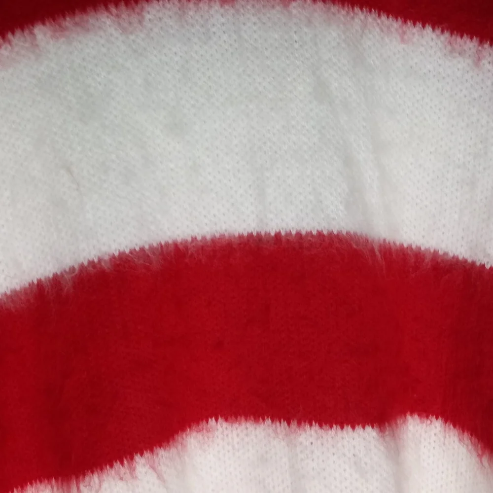 BP Oversize Brushed Pullover Red Ivory Striped XS